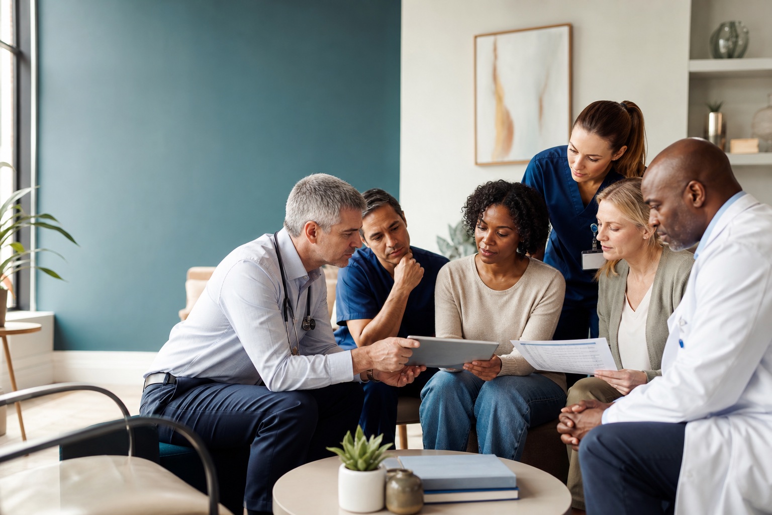 Patient participating in a coordinated plan with a multidisciplinary injury care team